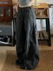 American Retro Gray Workwear Jeans For Women, New Autumn Style, Washed And Distressed, Loose Wide-leg Casual Pants_mkmklike.com