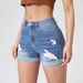 Women's Clothing High-Waisted Denim Shorts Ripped And Cuffed High Elastic Trendy Hot Pants European And American Style_mkmklike.com