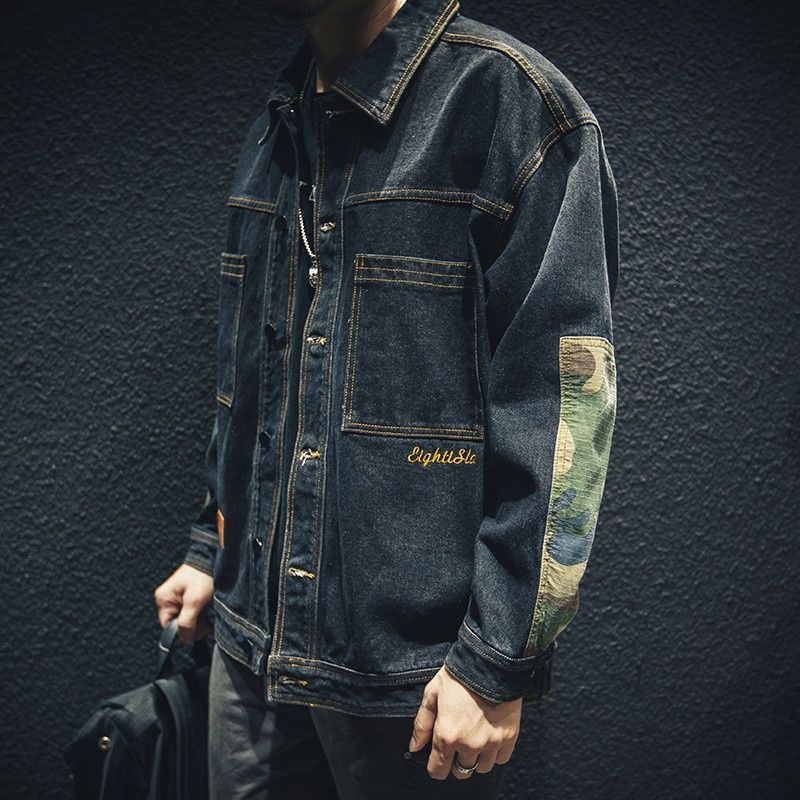 Loom Men's Denim Spring Autumn New Loose Korean Style Jacket Trendy Brand Cool European American Street Workwear Top_mkmklike.com