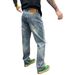 Men's Clothing Men's Straight Leg Jeans Distressed Splatter Painted Design Style Fashionable Casual Trousers Spring Trend_mkmklike.com