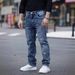 High Street Men's Jeans Nostalgic Color Embroidery Elastic Slim Small Straight Casual Men's Trousers_mkmklike.com