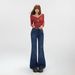American-style Versatile Low-waist Flared Pants, 2025 Autumn Wo's New Fleece-lined Slim-fit Micro-flared Jeans For_mkmklike.com