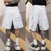 Men's Heavyweight Designer Graffiti Dirty Denim Shorts High End Casual Outdoor Five Point Pants Cool Stylish Fit_mkmklike.com