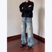 Men's Distressed Ripped Jeans Loose Fit Wide Leg American High Street Trendy Edgy Style_mkmklike.com