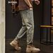 Men's Distressed Straight-Leg Jeans – Vintage Washed Denim With Ripped Details (Light Blue, Sizes 28-36)_mkmklike.com