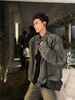 Loom Style Washed Embossed Armor Denim Trendy Brand European And American Street Hip Hop Short Stand Collar Motorcycle Jacket_mkmklike.com