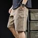 Men's Clothing Men's Vintage Khaki Casual Denim Shorts - Relaxed Fit Straight Leg Washed Distressed Mid-Length Summer Shorts_mkmklike.com