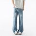 Nordmann High Street Washed Jeans For Men Summer American Style Vintage Large Size Wide Leg Long Design Sense Straight Pants 2025_mkmklike.com