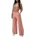 Women's clothing solid color short vest vest drape high waist wide leg pants suit_mkmklike.com