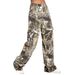 Women's Printed Cargo Jeans - High-Waisted Straight-Leg Denim Pants With Artistic Floral Design (XS-2XL, Unique Woodland Print)_mkmklike.com