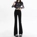 2025 Spring/Summer High-Waisted Micro-Flare Jeans For Women, Slim-Fit, Petite-Friendly, Stretchy, Straight-Leg,_mkmklike.com