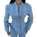 Women's Elegant Slim Fit Denim Jacket Long Sleeve Button up European American Style Autumn New Design Cross Border Fashion_mkmklike.com