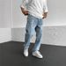 Men's Straight Leg Denim Pants - Minimalist Wide Fit Casual Trousers | Versatile Streetwear Essential_mkmklike.com
