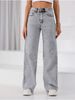 Women's Clothing Spring And Autumn Style Women's Casual Stretch Denim Jeans - High Waist Relaxed Fit Light Grey Cotton Pants For Everyday Wear_mkmklike.com