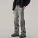 2025 Spring/Summer New American High Street Jeans With Men's Design Sensation, Splashing Ink, Dirty, Micro Wide Straight_mkmklike.com