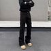 Nordmann American High Street Vibe Multi-Pocket Black Cargo Jeans For Men Slim Fit Flared Cleanfit Casual Pants_mkmklike.com