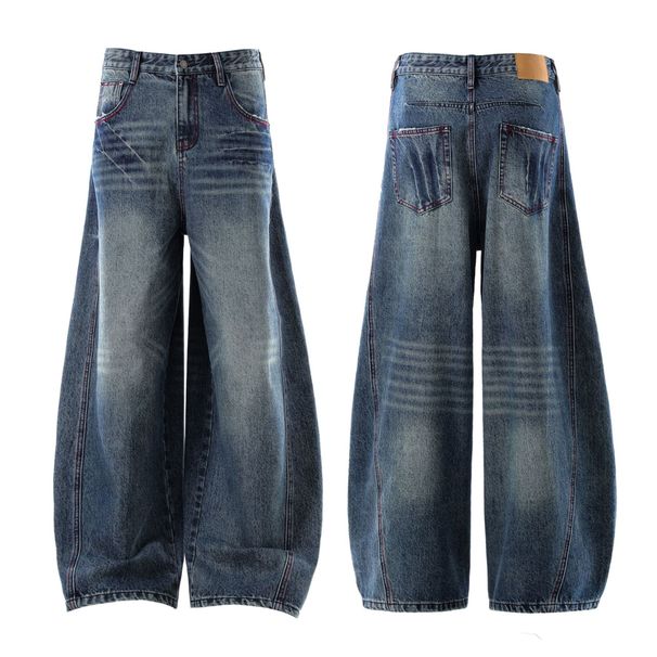 High Street Vintage Washed Denim Jeans – Clean Fit, Relaxed Straight Leg, Unisex, 90% Cotton, Mid-Rise, Dark Blue, S-XXL_mkmklike.com