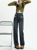 Retro Vintage Design Ripped Denim Straight-leg For Women, Autumn High-waisted Narrow Version, Loose-fitting, Drapey_mkmklike.com