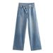 Women's Clothing Autumn New Jeans Retro High Waist Design Straight Wide Leg Pants_mkmklike.com
