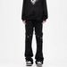 Men's Black High Street Straight Leg Jeans Casual Cargo Pants Lace Up Flared American Style Vibe Design_mkmklike.com