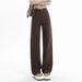 American Retro-style Coffee-colored Wide-leg Jeans For Women, New Autumn 2025 Collection, High-waisted Straight-leg_mkmklike.com