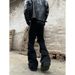 Men's 3D Whiskered Ruffled Flared Jeans Black Washed Distressed Bootcut Pants American Style_mkmklike.com