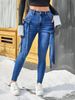 Women's Clothing Denim Trousers Asymmetric DIY Bow Decoration Stretch Trousers_mkmklike.com
