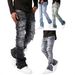 Men's Clothing Straight Leg Jeans - Stretch Denim Pants With Patchwork Details, Trendy Streetwear For Casual & Urban Style (S-XL, Black/Grey)_mkmklike.com