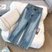 Women's Striped Patchwork Jeans Stylish Sophisticated Design Three Stripes Deconstructed Curved Blade Pattern Denim_mkmklike.com