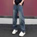 American High Street Scimitar Jeans Men's Spring And Autumn Trendy Brand Ruffian Handsome Fried Street Pants Cleanfit Straight Micro-pull Pants_mkmklike.com