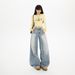 YC&American Retro Loose High-waisted Wide-leg Jeans Distressed Details, Versatile For Autumn And Winter, Women's Long_mkmklike.com