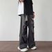 Men's Clothing Men's Hip Hop Distressed Ripped Jeans - Black Washed Denim Pants, Loose Fit, Straight Leg, Vintage Style For Casual Wear_mkmklike.com