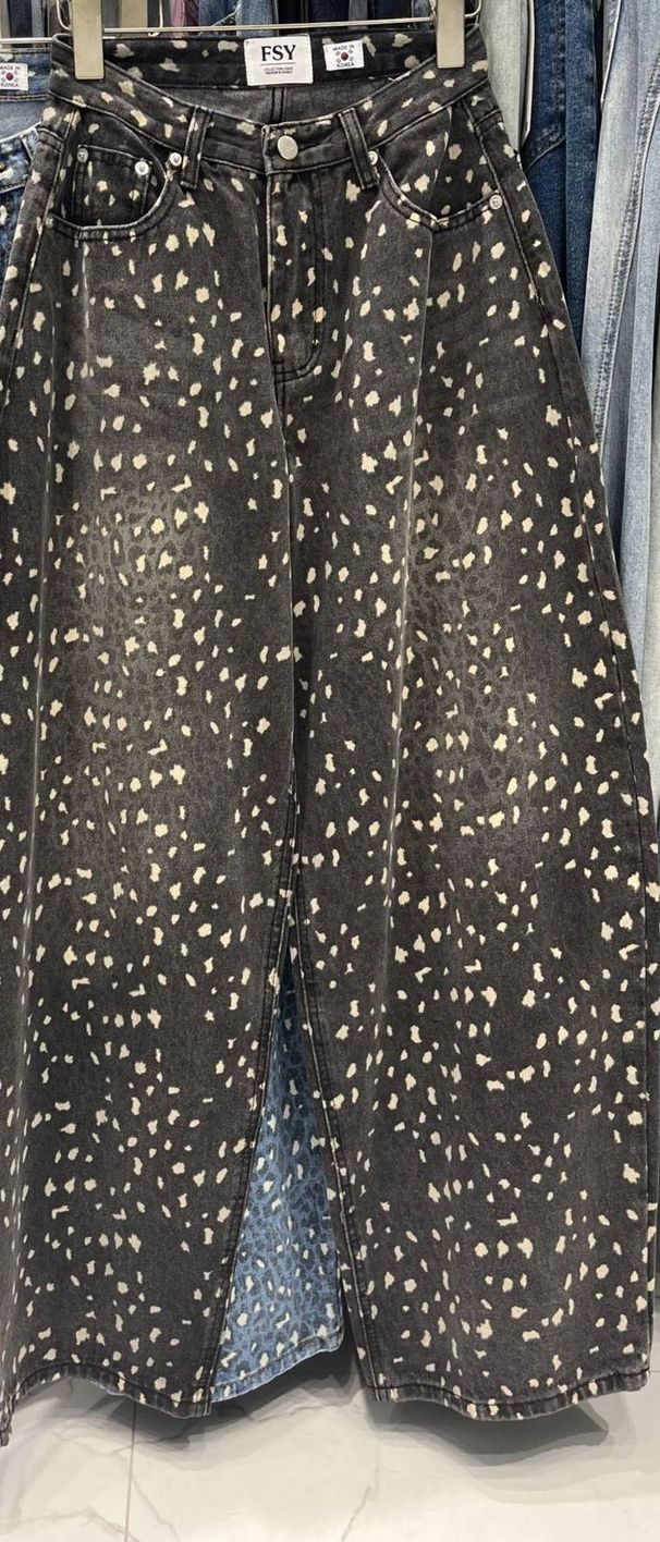 Women's Clothing Straight Leg Fashionable Leopard Print Straight Leg Jeans For Women - Fall Staple Comfortable Denim Pants (Blue/Black, S/M/L/XL)_mkmklike.com