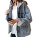 Women's Clothing Casual Denim Hooded Jacket – Loose Fit, Lightweight & Stylish For Spring & Fall (Black, Blue)_mkmklike.com