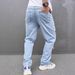 Men's Straight Leg, Non Stretch Denim Jeans, Styled For Cycling, Street Style, Chic Denim Trousers._mkmklike.com