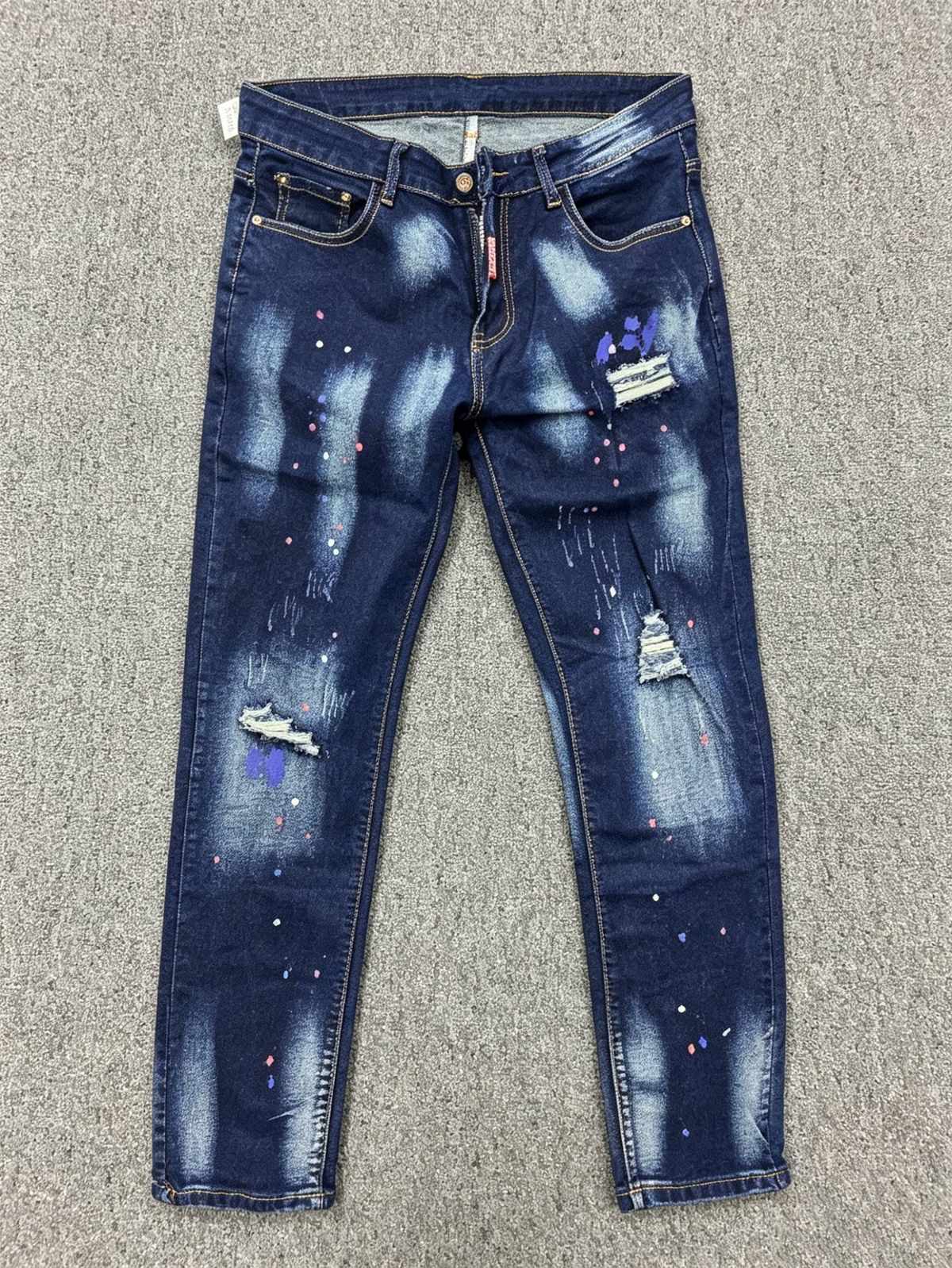Men's Slim-Fit Tapered Blue Jeans High-Quality Distressed Denim Mid-Waist Zipper Fly For Nightlife Casual Vintage High Street_mkmklike.com