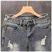 Men's Trendy Distressed Denim Shorts Style Summer Thin Straight Leg Mid Length High Street Versatile Youthful Clothing_mkmklike.com
