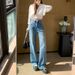 Shisanxing 2026 Spring Design High-Waisted Straight-Leg Petite Wide-Leg Pants With Starry Rhinestone Embellishments For_mkmklike.com