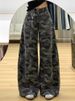 American-style High Street Camouflage Wide-leg Cargo Pants For Women, 2025 Autumn And Winter, Loose Straight Cut,_mkmklike.com