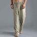 Man's Clothing 2025 New Men's Plus-Size Casual Pants Elasticated Waist Rope Linen Breathable Sports Cotton Linen Pants_mkmklike.com