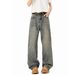 Nordmann American Style Vibe Retro Washed Distressed Ripped Jeans For Men High Street Trendy Brand Cool Loose Straight Wide-Leg_mkmklike.com