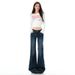 Retro Blue Low-waist Jeans For Women, 2025 Autumn New American Style, Non-clammy, Slimming Flared Pants_mkmklike.com