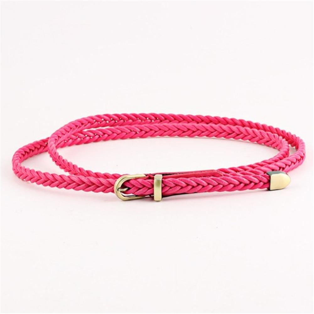 HOT Fashion Womens Vivid Braided Casual PU Leather Narrow Thin Buckle Strap Waist Belt Skinny Waistband Belts For Women_mkmklike.com