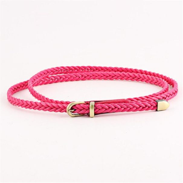 HOT Fashion Womens Vivid Braided Casual PU Leather Narrow Thin Buckle Strap Waist Belt Skinny Waistband Belts For Women_mkmklike.com
