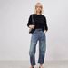 Mid Rise Barrel Horseshoe Jeans - Comfortable Stretch Denim Pants For Women, Relaxed Fit, Straight Leg, Casual & Streetwear Style_mkmklike.com