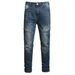 Men's Fashion Straight Leg Jeans Zipper Decorated Casual Denim Pants Mid Waist Long Slight Stretch Softener_mkmklike.com