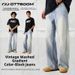 OTTB Vintage Washed Denim Jeans for Men Relaxed Fit Slimming Straight Leg Casual Retro Style Spring And Fall_mkmklike.com