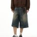 Men's Clothing American Street Fashion Brand Loose Distressed Washed Denim Shorts Men's Mid Length Pants Simple Basic Summer Shorts Men_mkmklike.com