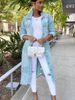 K New Long Denim Trench Coat With Holes For Women_mkmklike.com