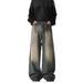 Men's 2026 Washed Retro Wide Leg Jeans Straight Fit Loose Distressed Long Pants American Style Softener Non-Stretch_mkmklike.com